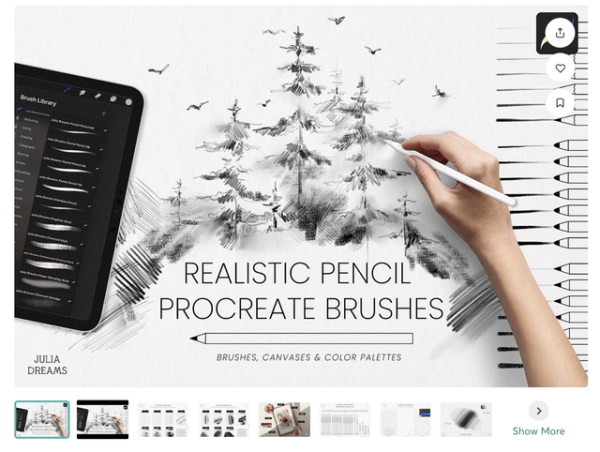 [CreativeMarket] Realistic Pencil Procreate Brushes [Julia Dreams]