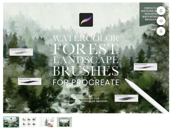 [CreativeMarket] Forest Landscape Procreate Brushes [Julia Dreams]