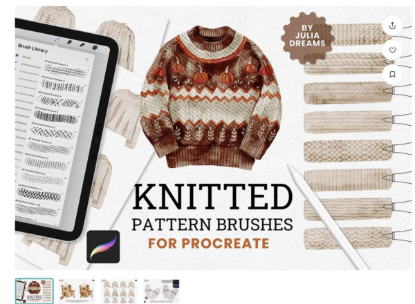 [CreativeMarket] Knitted Pattern Procreate Brushes [Julia Dreams]