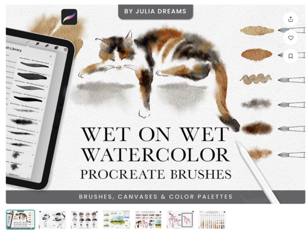 [CreativeMarket] Wet Watercolor Procreate Brushes [Julia Dreams]