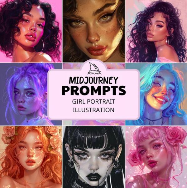 [CreativePromptsStore] Midjourney Prompts for Aesthetic Girl Portrait. Пастельные кинематографические неоновые промпты девушек