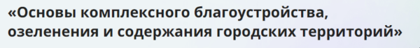 [Инфоурок] Основы комплексного благоустройства, озеленения и содержания городских территорий