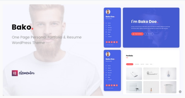 [themeforest] Bako  Personal Portfolio & Resume WordPress Theme. Тема для Личного Портфолио и резюме WordPress